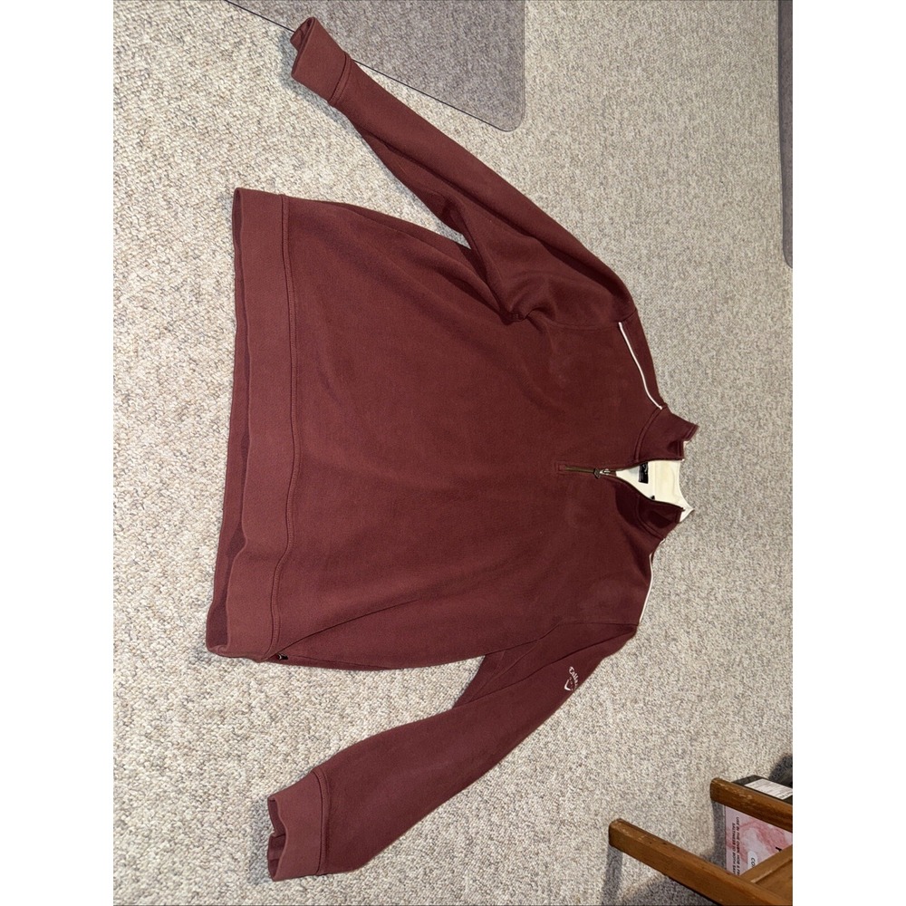 Mens Callaway Golf Sport Xl Maroon 1/4 Zip Polo. Golf Attire Nice!